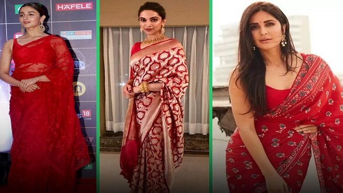 Try this way of wearing a red saree in Navratri! Look different from everyone else