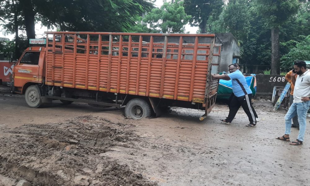 Incomplete drainage works near Sihore Godavari School