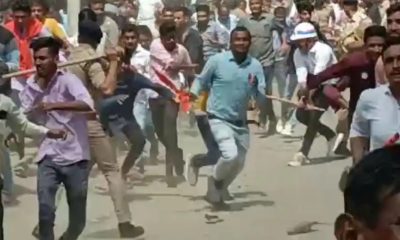 Clash between the police and the youth protesting the conversion! The police rained sticks