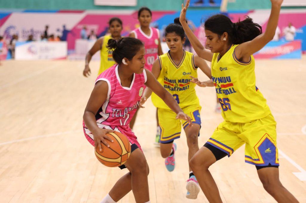 Telangana won the gold medal in women's basketball category at the National Games in Bhavnagar