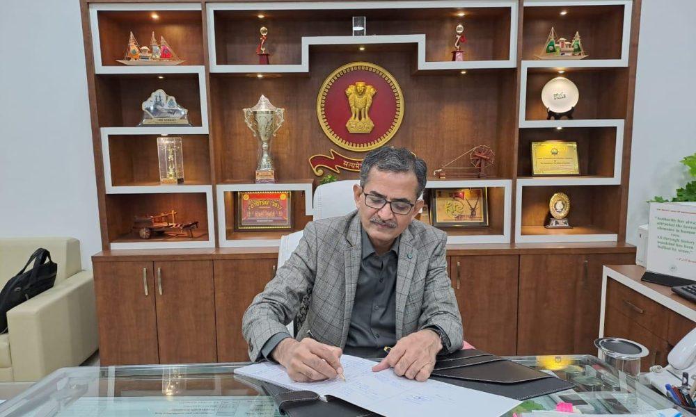 Taking charge as the new collector of Bhavnagar, Shri D. K. Parekh