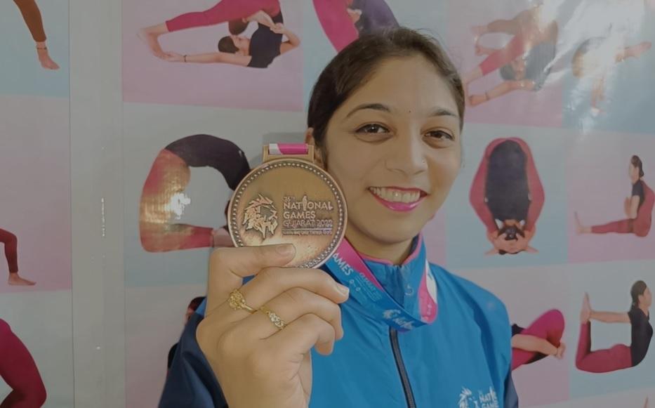 Bhavena's daughter Janvi Mehta won a bronze medal in the 36th National Games