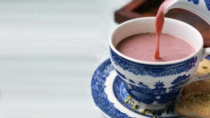 Fans come from far and wide to sip this special pink tea in winter