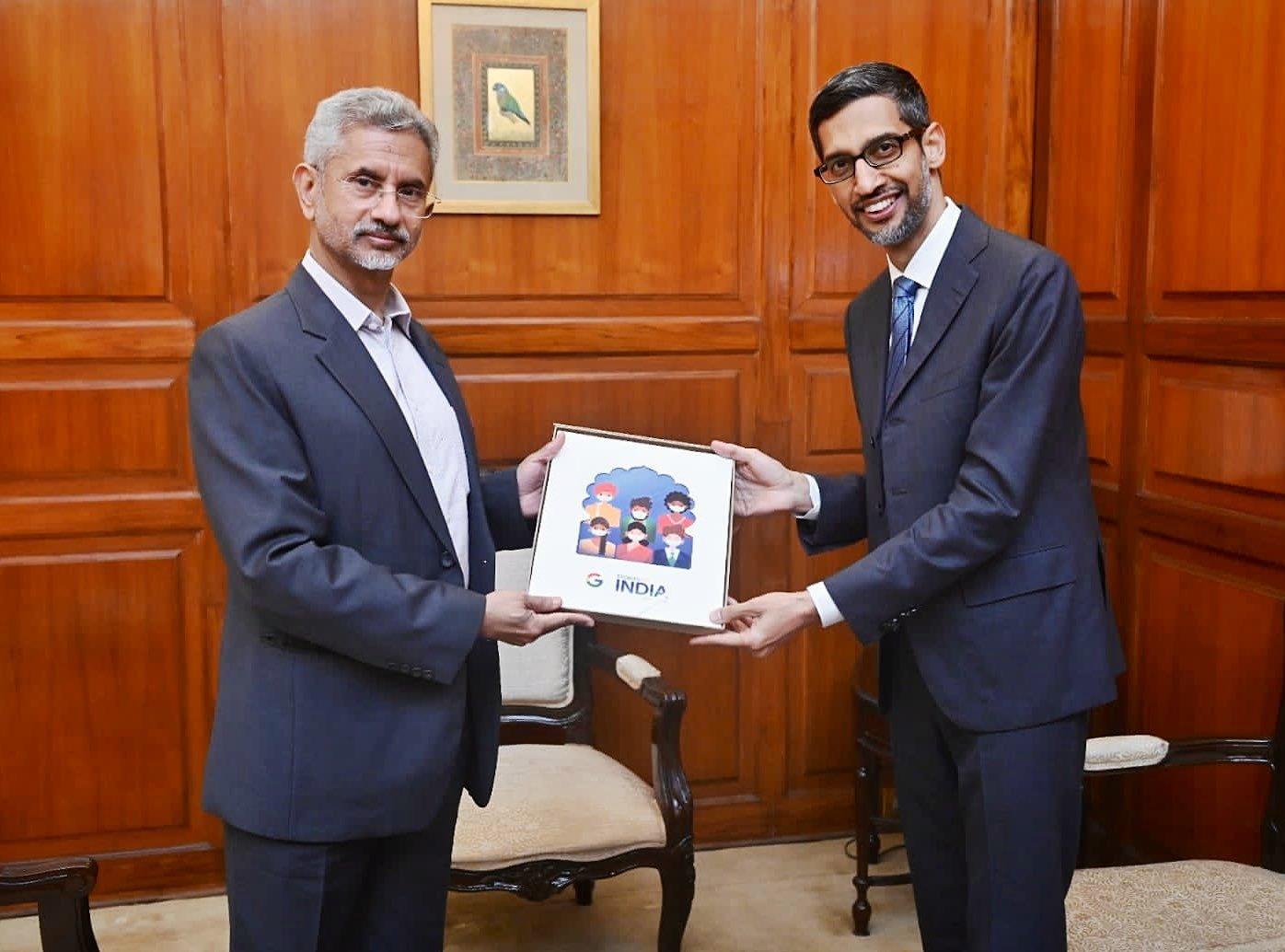 Google CEO Sundar Pichai meets External Affairs Minister Jaishankar, discusses digital transformation