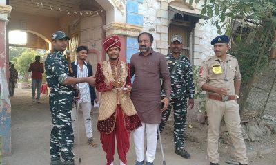 In Jambala village of Sihore taluk, the family members of the bridegroom cast their vote together.