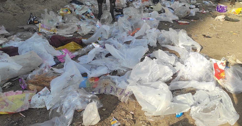 Plastic reigns over a garbage dump in a Sindhi camp in Sihore