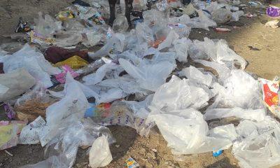Plastic reigns over a garbage dump in a Sindhi camp in Sihore