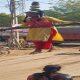 A helpless mother with a belly-crawling baby girl performed dangerous stunts near Sehore Municipality