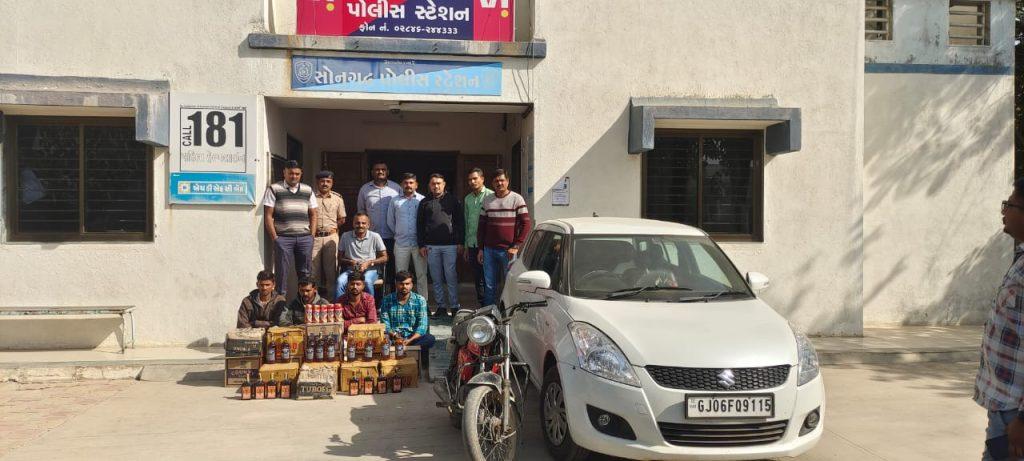 4-persons-arrested-with-foreign-liquor-and-beer-from-the-outskirts-of-katodia-village-songarh-police-raids