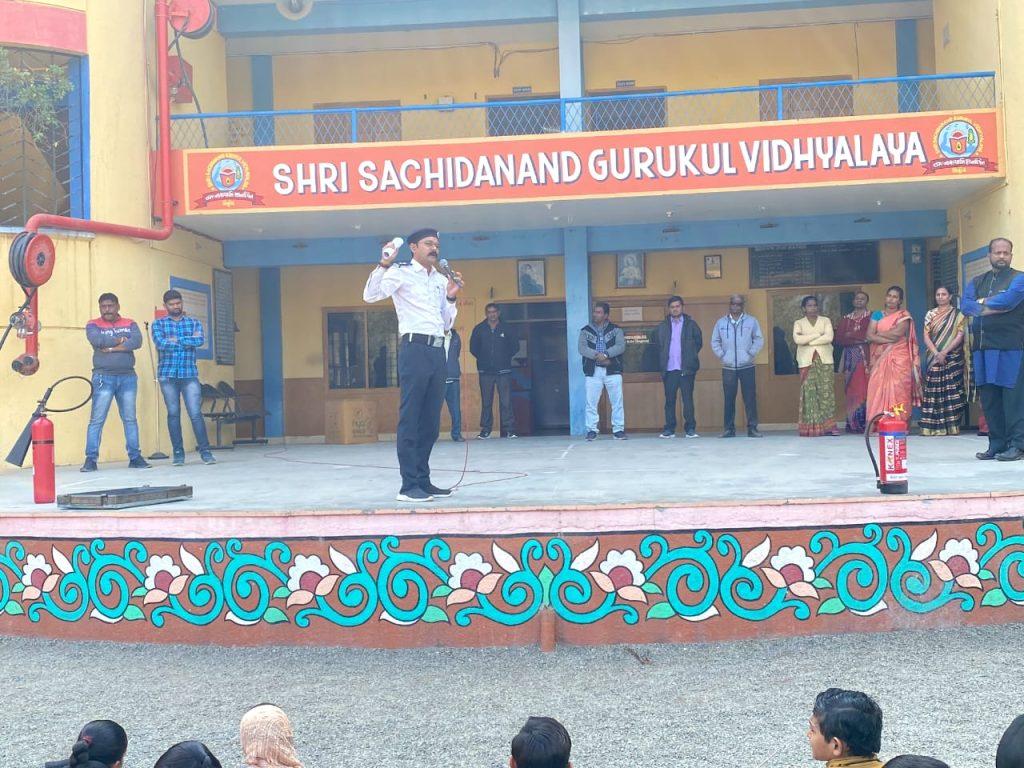 Sihor; Fire safety training to girl students at Satchidananda Gurukul Vidyalaya School