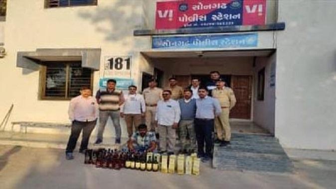 A man was caught with a quantity of foreign liquor from Wajad Seem Wadi of Malwan village in Songadh, Sihore.