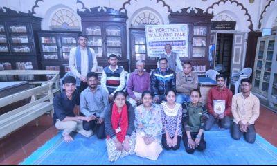 Students of Shamaldas College visiting Srijain Atmanand Sabha as part of Bhavnagar Heritage Walk and Talk Programme.