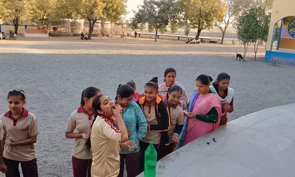 Sihore Health Department distributed folic acid medicine to the students of Sri Satchidananda Gurukul.