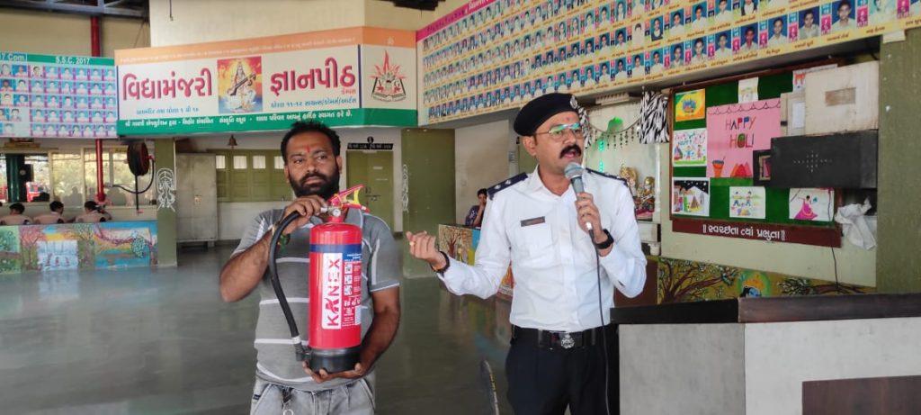 Fire safety training was given to girl students in Sihore Vidyamanjari School