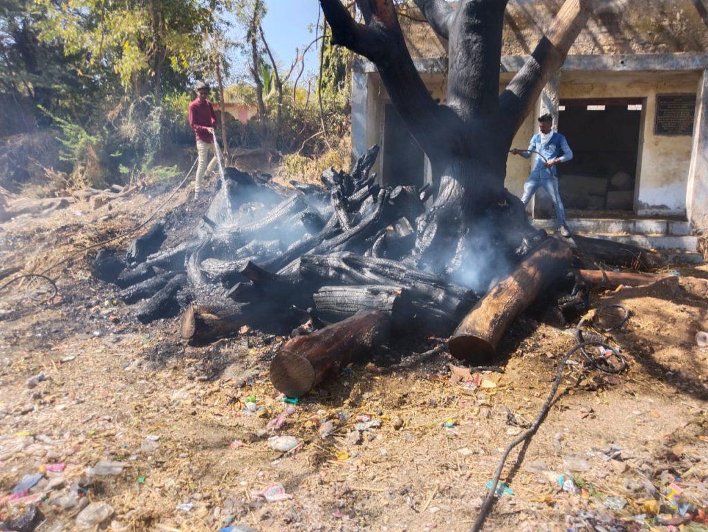 a-fire-broke-out-in-a-pile-of-wood-in-a-crematorium-located-in-gundala-sihore