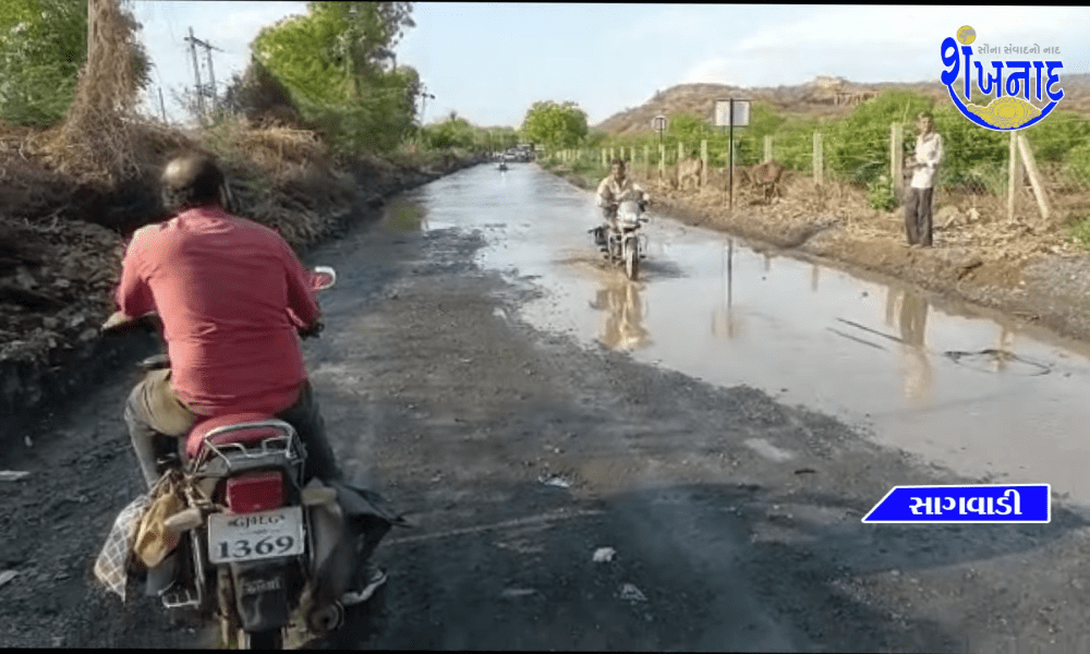Pedestrians and motorists were stuck due to rain on the dug-out road of Sagwadi.