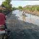 Pedestrians and motorists were stuck due to rain on the dug-out road of Sagwadi.