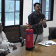 Sihore Fire Officer Rajyaguru gave fire training to fellow employees on his birthday.