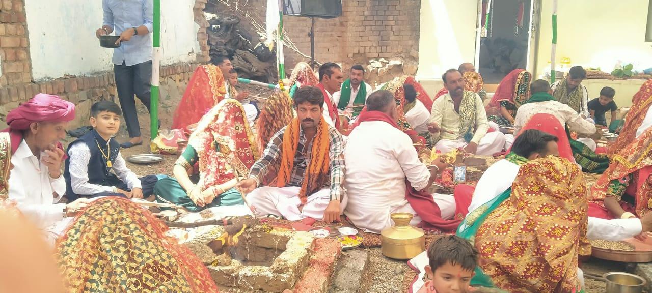 A yajna was held at the temple of Mataji of the Budhelia family in Sir village of Sihore taluk