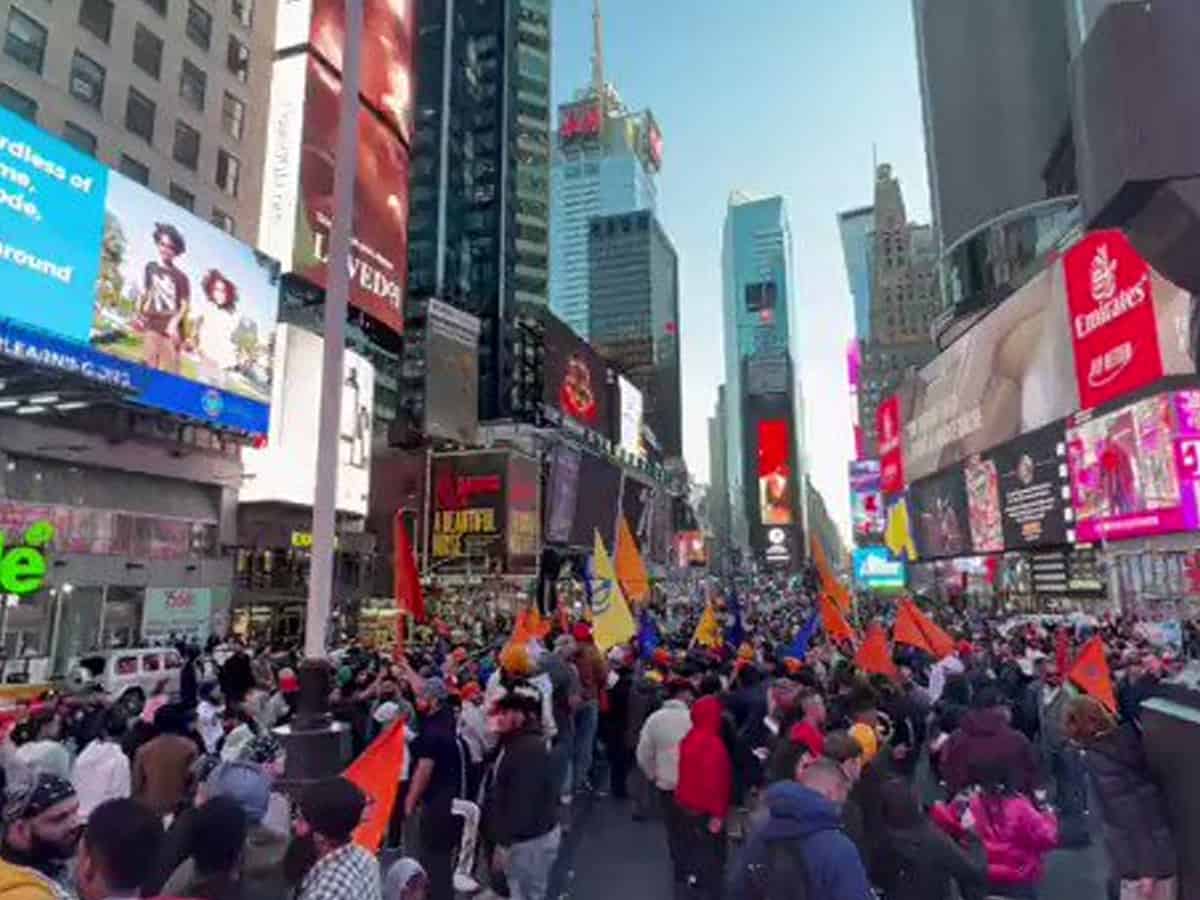 Khalistan supporters rally in Times Square, USA; Raised anti-India slogans