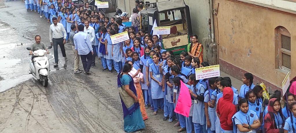 Students' rally organized by Sihor LD Muni High School to celebrate the Centenary Festival