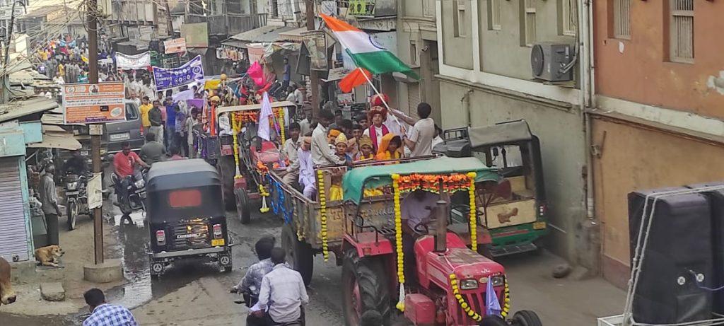 Students' rally organized by Sihor LD Muni High School to celebrate the Centenary Festival