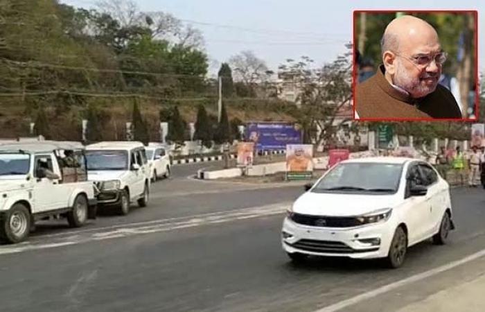 A major flaw in Shah's security in Tripura, the police started investigating the white car that entered the middle of the convoy