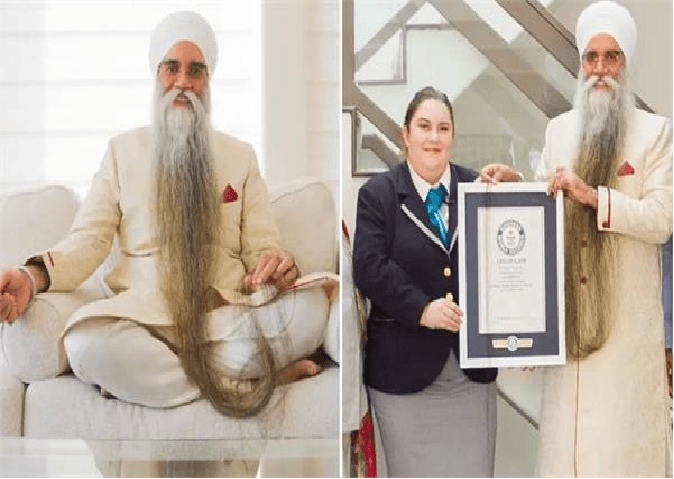 This is the man with the longest beard in the world, he has set the world record for the third time in a row