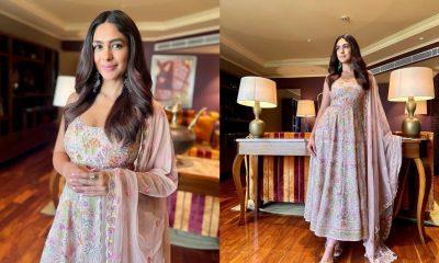 Mrunal Thakur : Mrunal's floral pastel suit is perfect for every function, can be handled comfortably in summer.