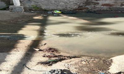 Near the Sihore Jumma Masjid, rising sewage water creates a view of the lake; The worshipers are disturbed