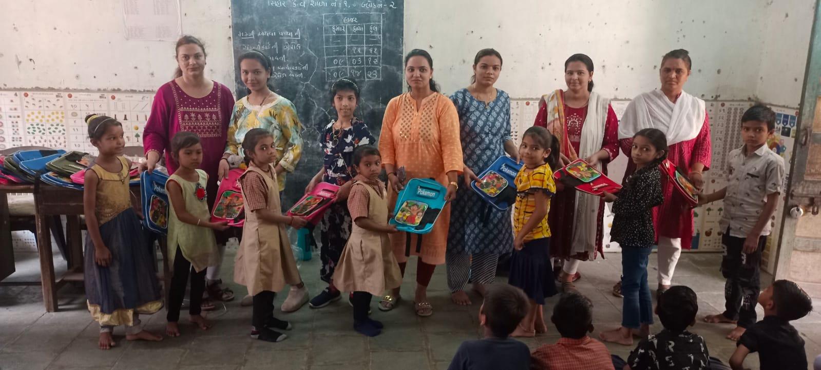 Palania family distributed school bag kits to students in Sihore Kendravati School No. 1