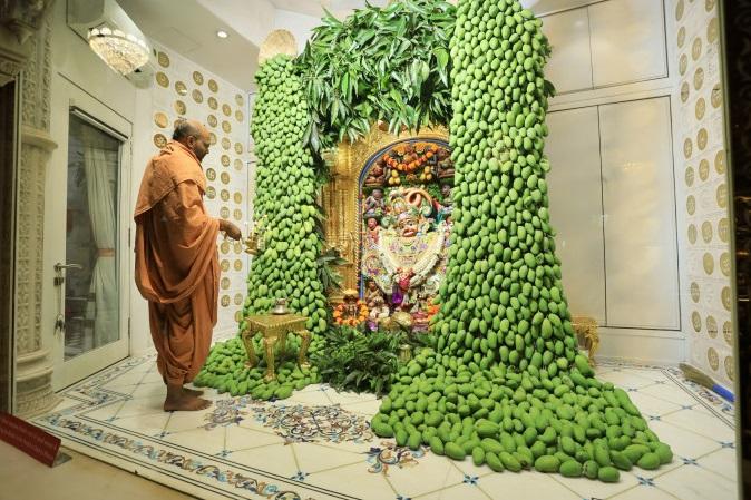 Akhatrija's Kashtabhanjan Deva Dada's divine decoration of mangoes-Annakoot