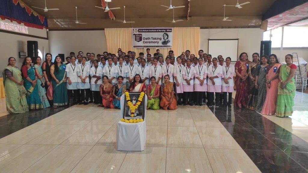 Lamp Lighting and Oath Ceremony program of ND Nakum Institute of Nursing College, Sihore was held.