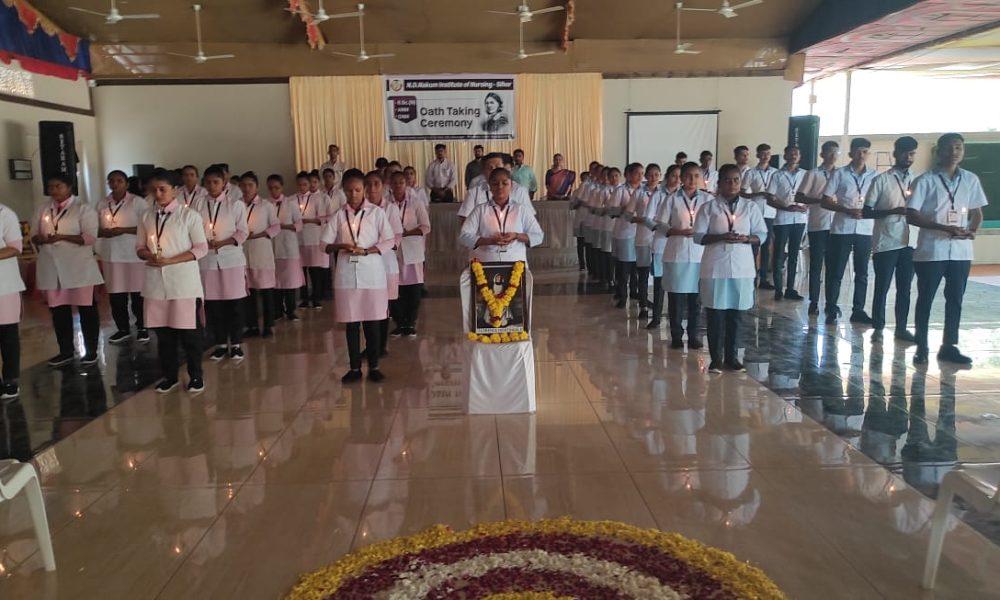 Lamp Lighting and Oath Ceremony program of ND Nakum Institute of Nursing College, Sihore was held.