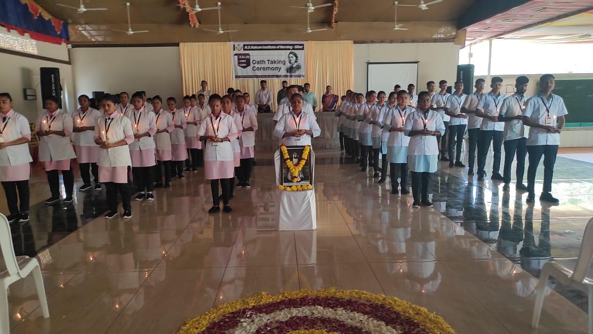 Lamp Lighting and Oath Ceremony program of ND Nakum Institute of Nursing College, Sihore was held.