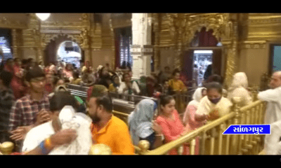 Salangpur Kashtabhanjandev Hanumanji Temple decorated grandpa with colorful flowers.