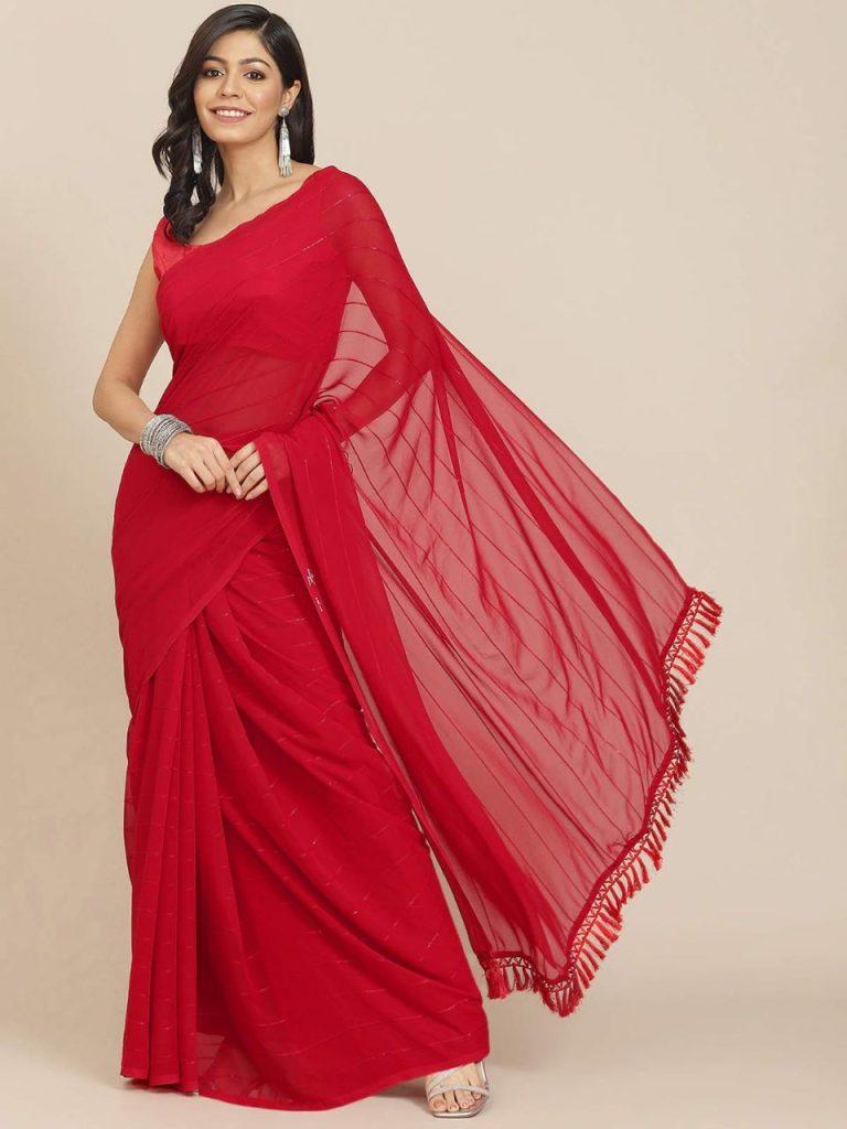 Try this red saree design on the day of Vat Savitri Puja, you will look beautiful