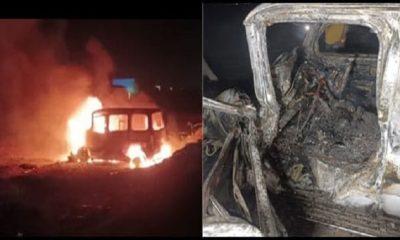 A Vyakit Bhadthu caught fire in an Eco car near Bhavnagar's Nari Chowkdi