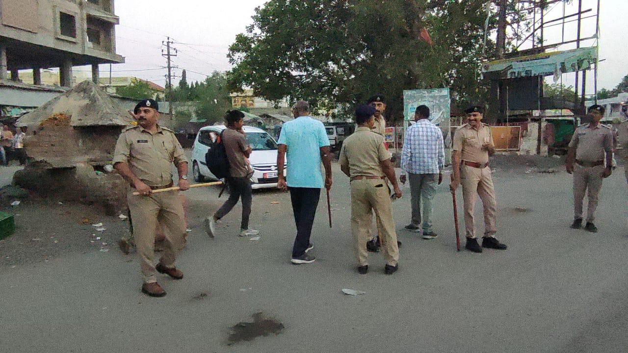 Preparations for the Rath Yatra; Foot-patrolling on Rath Yatra route by police in Sihore