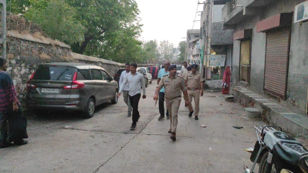 Preparations for the Rath Yatra; Foot-patrolling on Rath Yatra route by police in Sihore