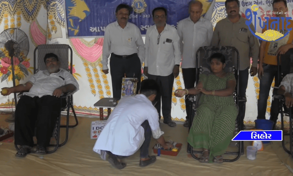 Sihore Lines club and service organization blood camp and diabetes camp were held on the occasion of Ashadi Bij Parva.