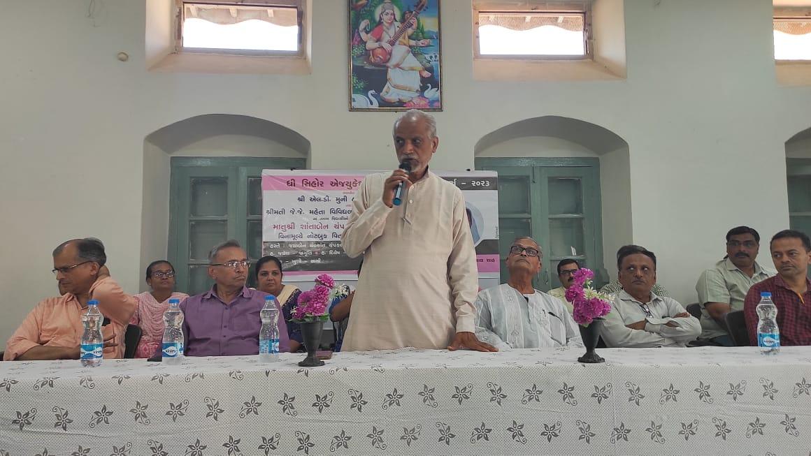 Distribution of books to students at Sehore Education Society with donations from a Mumbai-based donor.