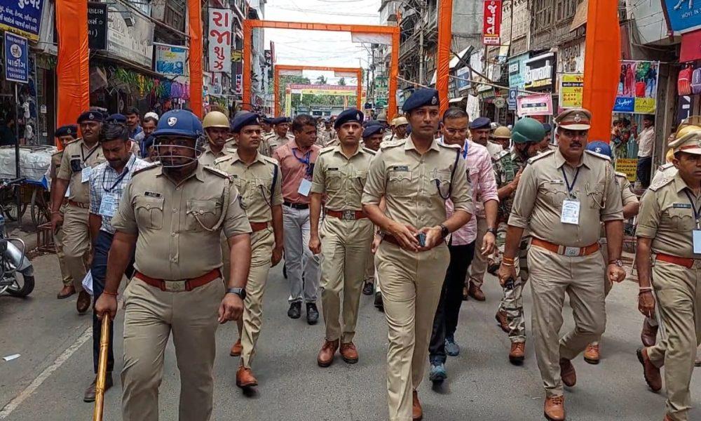 Bhavnagar; The final route march of the police on the route of the 38th Rath Yatra.