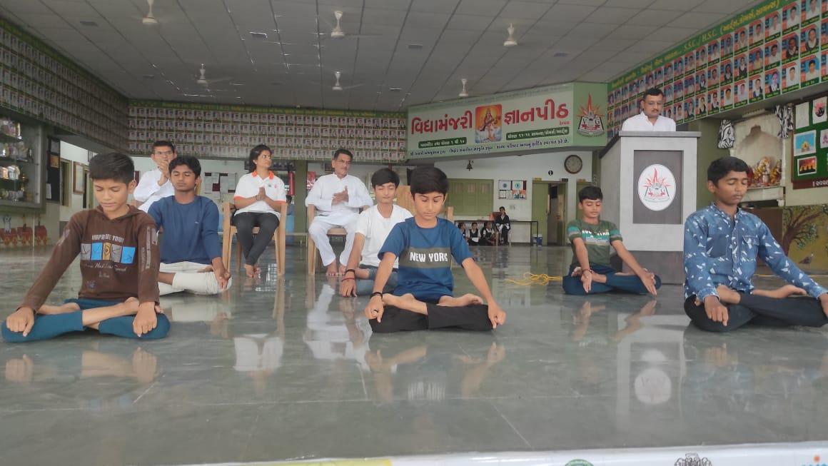 9th International Yoga Day Celebration at Sihore Sankrishna School Vidyamanjari Jnanpith Campus