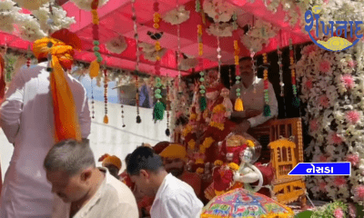 The idol of Chamunda Mataji of Majalka Dangar family was taken out in procession.