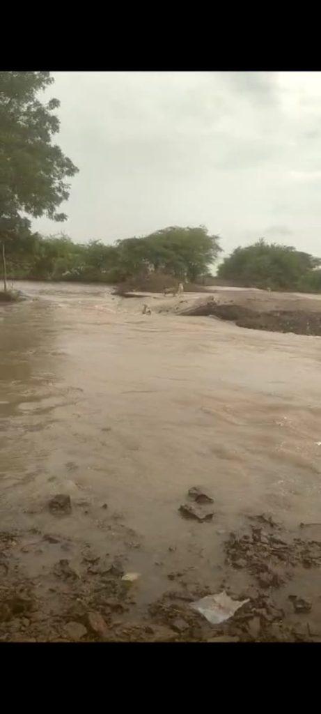 The causeway broke in the rushing waters of the Kalabhar river near Bhangarh in Sihore taluk