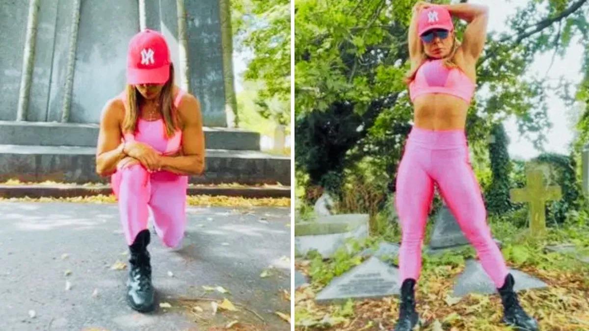 This female body builder works out in the graveyard, said - Peace is found among the dead