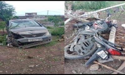 Road accident in Ambala village near Sihore: The father who was waiting for his daughter was killed by a car driver.