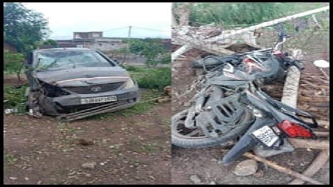 Road accident in Ambala village near Sihore: The father who was waiting for his daughter was killed by a car driver.