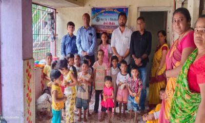 Sihore's political leader Hitesh Maluka's beloved daughter Mahi's birthday was celebrated with Anganwadi children.